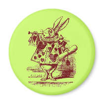 Vintage Alice in Wonderland White Rabbit Refrigerator Magnet