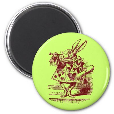 Vintage Alice in Wonderland White Rabbit Refrigerator Magnet