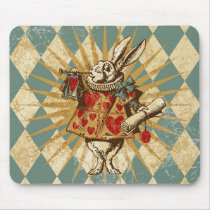 Vintage Alice White Rabbit Mouse Pads