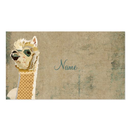 Vintage Alpaca Blue Business Card (back side)