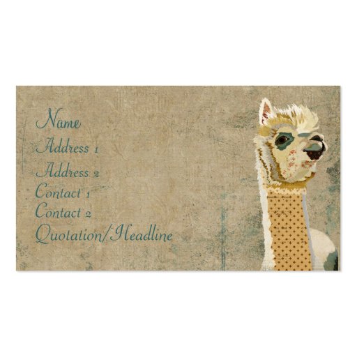 Vintage Alpaca Blue Business Card (front side)
