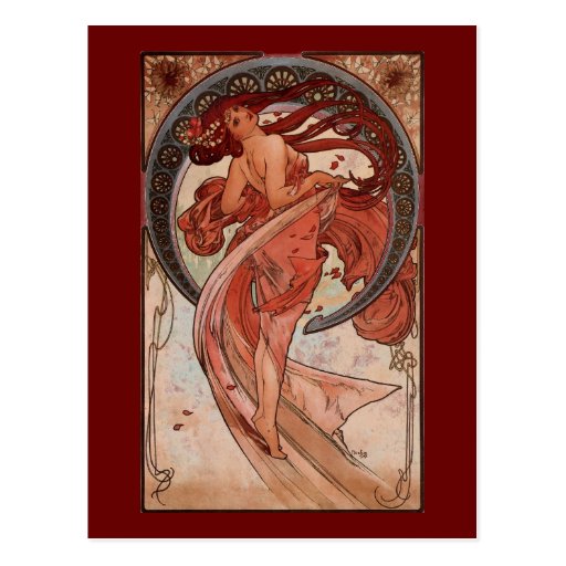 Vintage Alphones Mucha  Dance Post Card