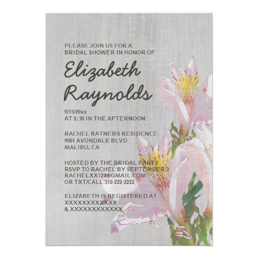 Vintage Alstroemeria Bridal Shower Invitations