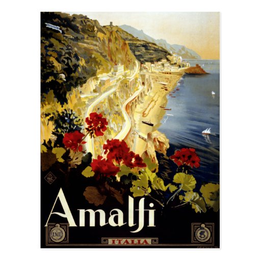 Vintage Amalfi Coast Italia Travel Postcard Zazzle