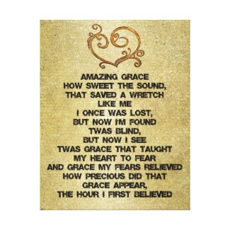Vintage Amazing Grace Hymn Gallery Wrapped Canvas