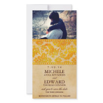 Vintage Amber Damask Lace Save the Date Photo Card