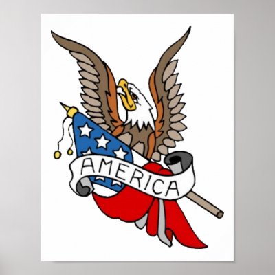 Vintage America Eagle Tattoo Art Posters by vintagegiftmall