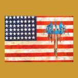 Vintage American Flag and Bird Wall Canvas Art canvas prints