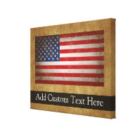 Vintage American Flag w/Custom Text Gallery Wrapped Canvas