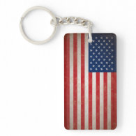 Vintage American Flag w/Custom Text Acrylic Key Chains