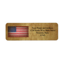 Vintage American Flag w/Custom Text Return Address Label
