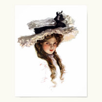 Vintage American lady with white hat posters