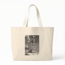 Vintage anatomy drawing, side view, skeleton bags