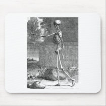 Vintage anatomy drawing, side view, skeleton mousepads