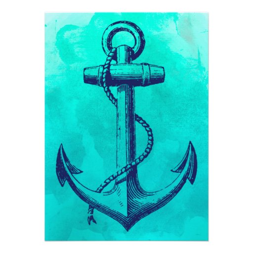 Vintage Anchor Nautical Bridal Shower Invitations
