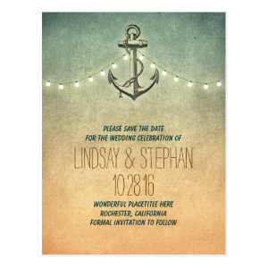 vintage anchor nautical save the date postcards