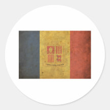 Vintage Andorra Flag Round Stickers