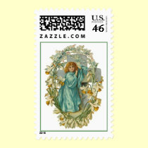 Vintage Angel and Cross Postage Stamps by vintagegiftmall Vintage Angel and Cross Postage Stamps