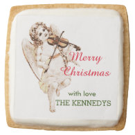 Vintage Angel Merry Christmas Square Premium Shortbread Cookie