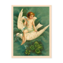 Vintage Angel With 4-Leaf Clover - Postcard