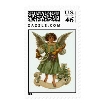 VINTAGE ANGEL WITH BELL AND FLOWERS postage