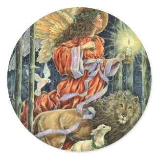Vintage Angel with Lion and Lamb Christmas 

Sticker