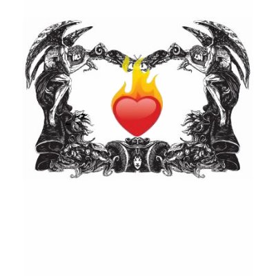 Vintage Angels Flaming Heart Tee T-shirt by Keldug
