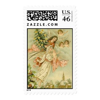 Vintage Angels with Tree Postage stamp