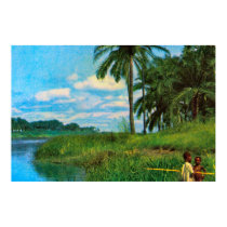 Vintage  Angola, Fishing, upper river Cuanza Posters