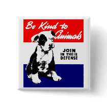 Vintage Animal Kindness Poster Buttons
