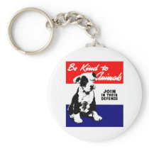 Vintage Animal Kindness Poster Keychain