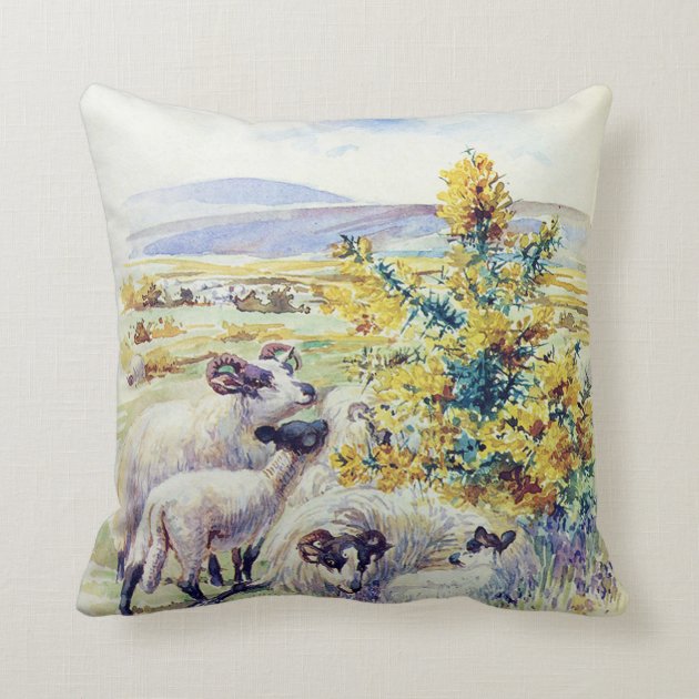 vintage animals english countryside pillow cushion
