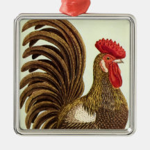 Vintage Animals, Proud Rooster, Backyard Chickens Christmas Ornaments