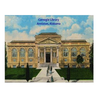 Vintage Anniston, Alabama Carnegie Library Postcard