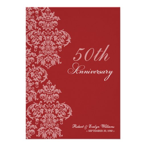 Vintage Anniversary Party Custom Invitation (red) (front side)
