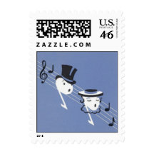VINTAGE ANTHROPOMORPIC SINGING MUSICAL NOTES STAMP