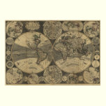 Vintage Antique 1702 World Map by George Willdey posters