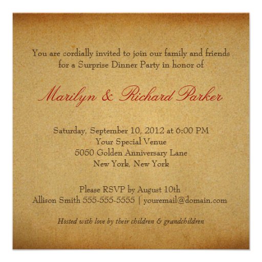 Vintage Antique 50th Anniversary Photo Invitations