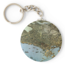 Vintage Antique Aerial Map of Seattle, Washington Key Chain
