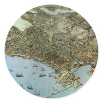 Vintage Antique Aerial Map of Seattle, Washington Stickers