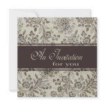 Vintage Antique Brown Floral Engagement Party Custom Invites