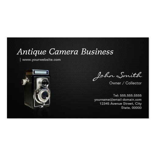 Vintage Antique Camera Collector Store Business Card Templates (back side)