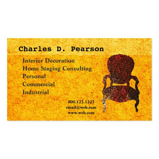 Vintage Antique Chair Business Cards (front side)