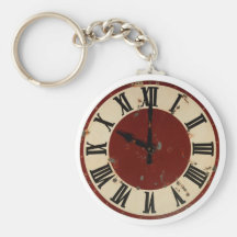 Vintage Antique Clock Face Distressed Keychains
