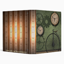 Vintage Antique Clocks Cycle Notebook Avery Binder