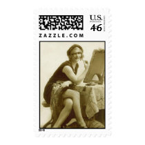 Vintage Antique Flapper Photographs and Illustrati Stamps