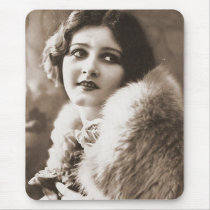 Vintage Antique Flapper Women Portraits, Illustrat Mouse Pad