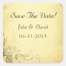 Vintage Antique Look Wedding Save The Date Sticker