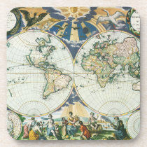 Vintage Antique Old World Map by Pieter Goos, 1666 Drink Coaster