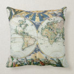 Vintage Antique Old World Map by Pieter Goos, 1666 Pillows